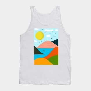 Fishing sea and mountains Tank Top